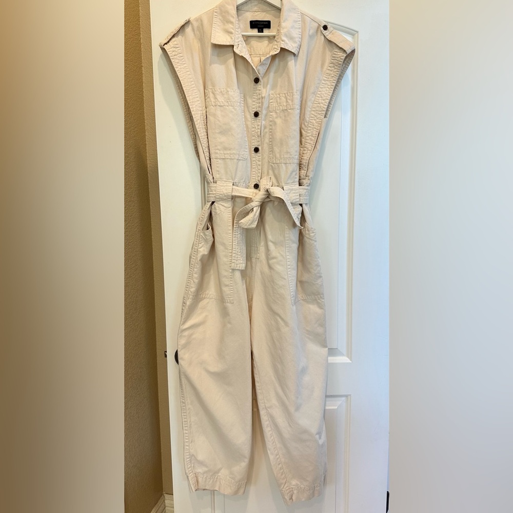 Banana Republic Utility Tie-Waist Jumpsuit - Cream
